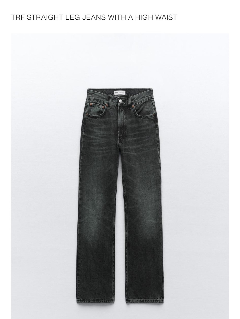 Zara High-Rise Straight Leg Washed Black Jeans - Picture 4 of 4